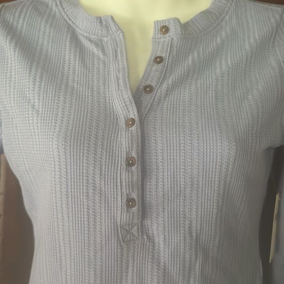 NWT Anthropologie Blue Andie Ribbed Henley Top by Pilcro: Thermal Edition Size S - Picture 3 of 5
